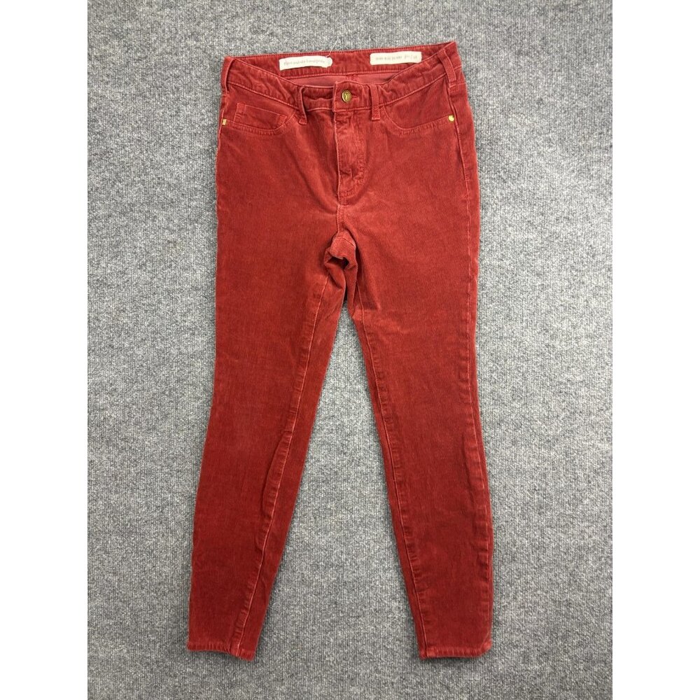 Pilcro And The Letterpress Pants Womens 28 Red Corduroy High Rise Skinny Ankle